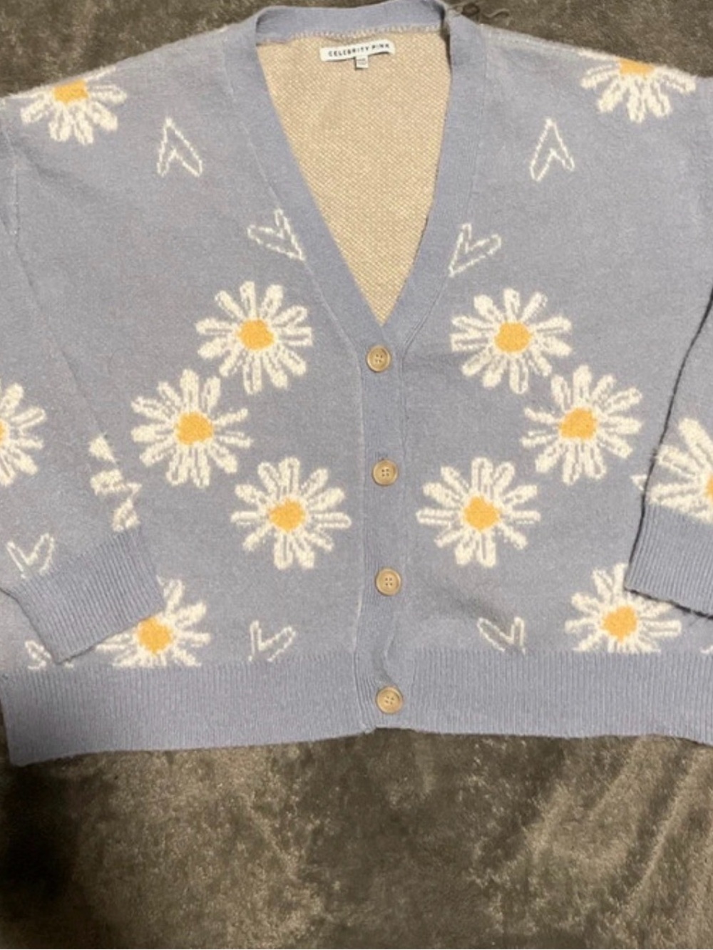 Celebrity Pink Pastel Blue Daisy Button-Up Cardigan